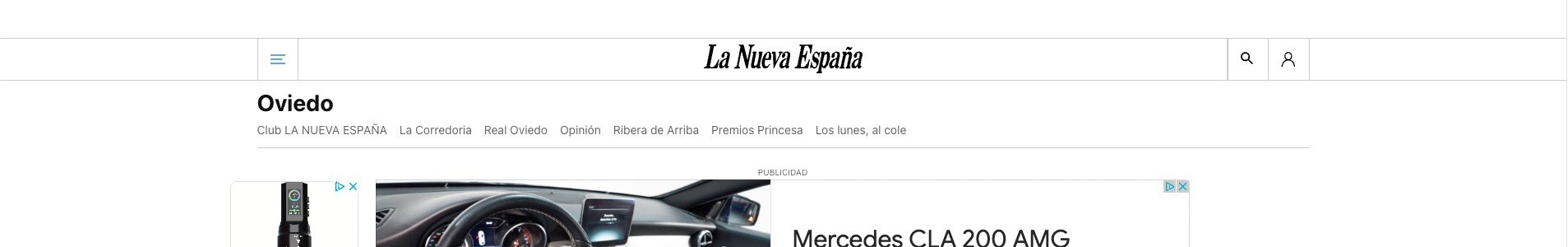 La Nueva España header using the shared header architecture.